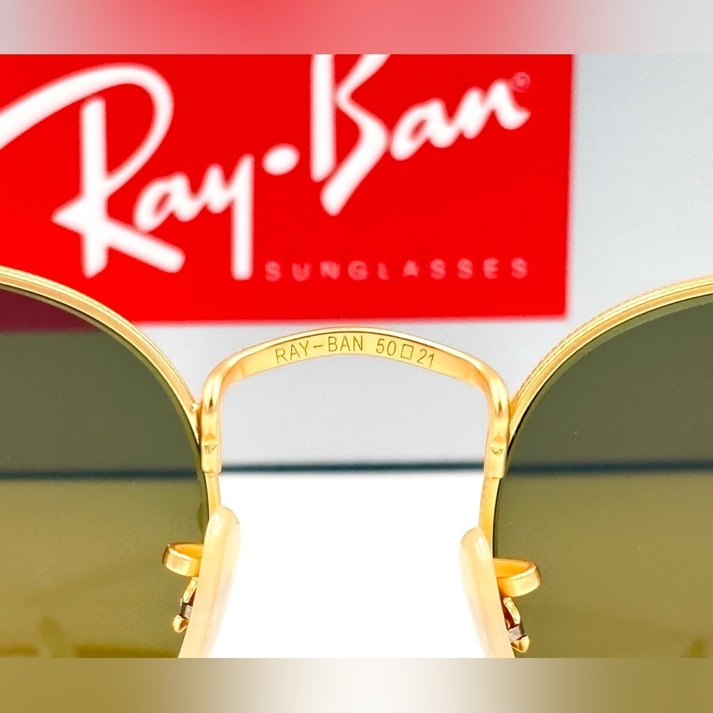 Ray-Ban Lennon Sunglasses RB3447 Round Classic Gold Frame Blue Flash Mirror - Picture 10 of 15